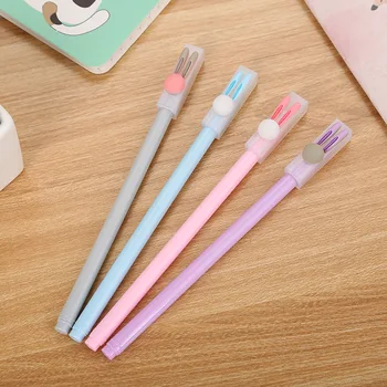 

40 PCs Creative Stationery Pen Cap Rabbit Neutral Lovely Fresh Candy Color Student Water-based Office Signature Pen Wholesale