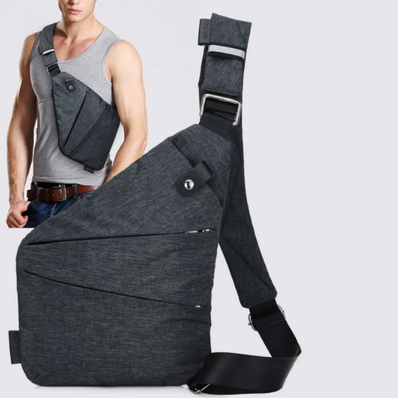 Mens Crossbody Chest Bags Multifunctional USB Charger Headphone Digital Organizer Shoulder Bag Diagonal Package