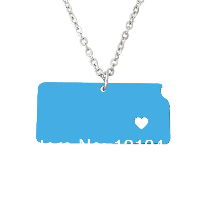 

Personalized State Necklace - I heart Kansas Necklace - Custom Map Pendant - Acrylic State Charm - Map necklace
