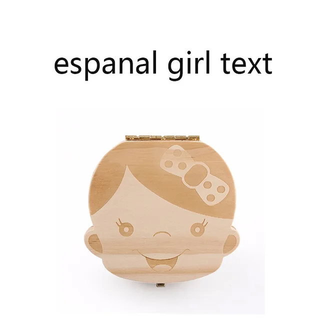 espanish girl Детская коробка для зубов Польша/английский/голландский/русский/французский/итальянский деревянный органайзер для молочных зубов для хранения мальчиков и девочек Детские сувениры подарок - Цвет: espanish girl