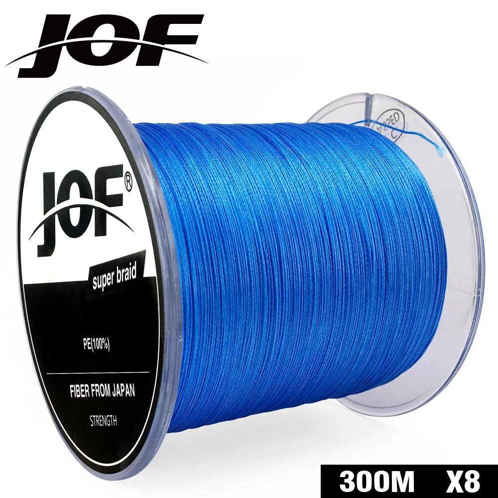 Леска JOF плетеная 8 нитей флуоресцентный синий 100 м 150 300 500 1000 шнур linha multifilamento