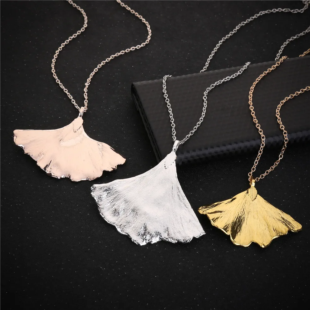 Women Unique Natural Real Ginkgo Leaf Pendant Leaves Collar Chain