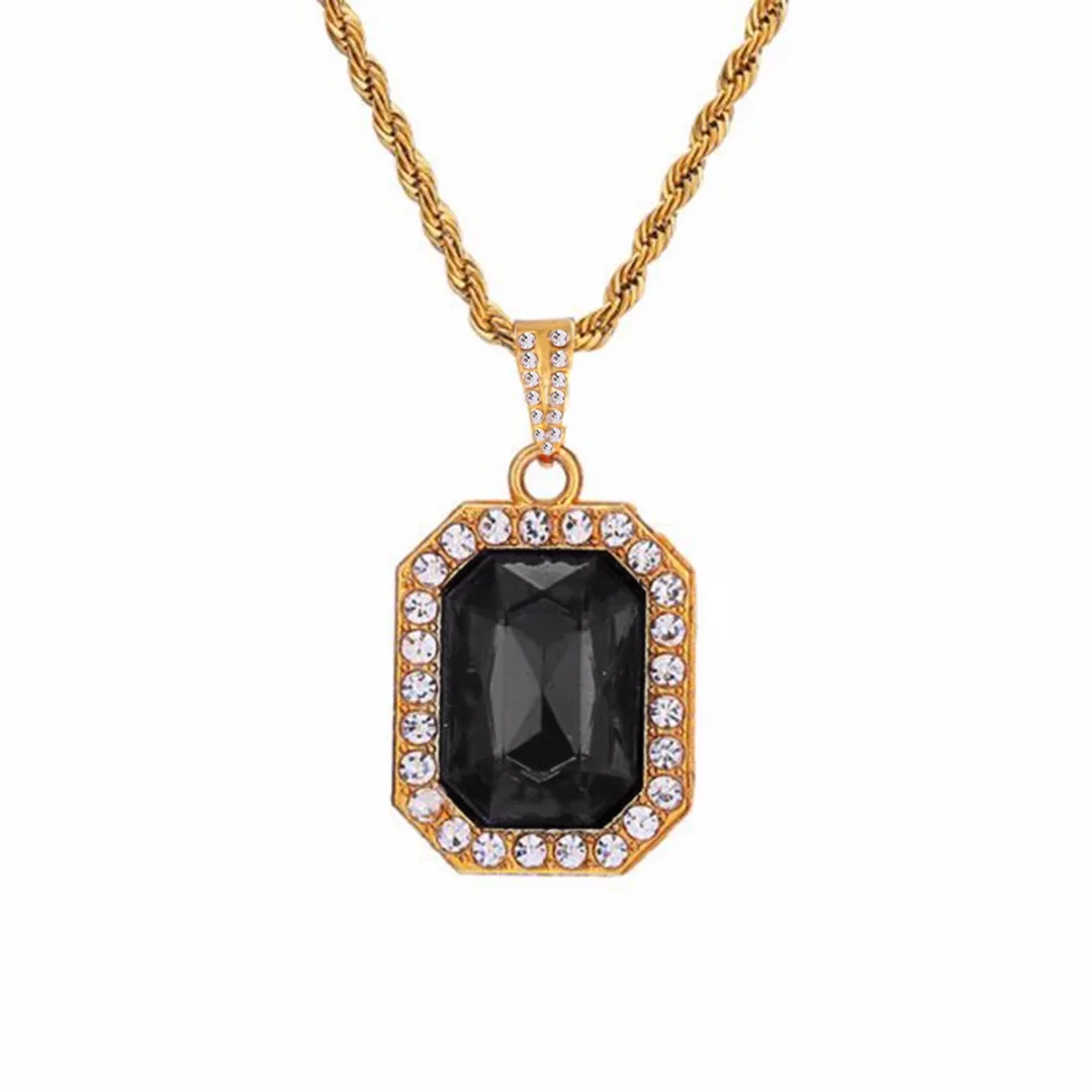 Chic Rhinestone Long Chain Pendant Necklace Shellhard Gold Color Square Crystal Chain Necklaces Unisex Hip Hop Jewelry