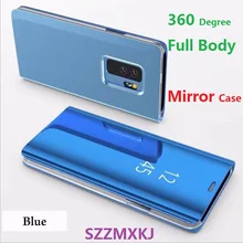

For Samsung Galaxy S9 S8 Plus S6 S7 edge Clear View Mirror Smart Case for Samsung A3 A5 A6 A7 A8 2017 2018 Flip Bracket Case
