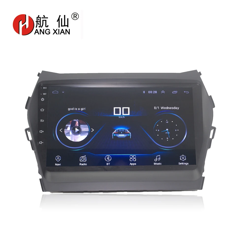 

HANGXIAN 9" Quadcore Android 8.1 Car radio for Hyundai IX45 SANTA FE 2013 car dvd player GPS navigation with 1G RAM 16G ROM