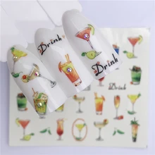 FWC 1 лист фруктовый дизайн наклейки для ногтей переводные наклейки для воды летние DrinkTattoos слайдер Цвет Советы украшения