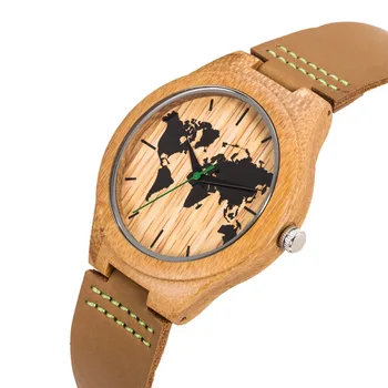 

DROP SHIPPING Natural Wooden Bamboo Wrist Watch Bamboo Wooden Watches for Men and Women With Leather Strap relogio masculino