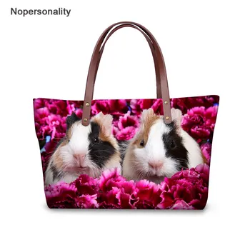 

Nopersonality Cute Rabbit Printing for Women Shoulder Handbags Neoprene Large Capacity Beach Bags Girls Travel Snack Tote Bags
