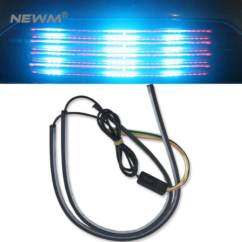 

2*60cm Car Flexible LED Knight Rider Strip Light For Headlight Sequential Flasher DRL Flowing Amber Turn Signal Lights