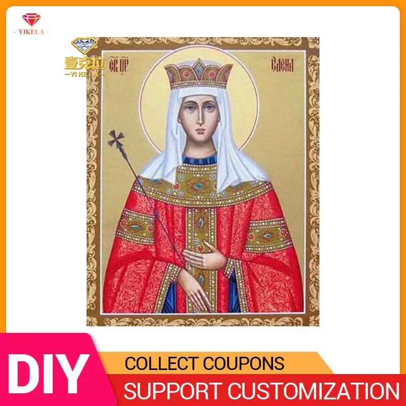

YIKELA 5D Diy Religion Diamond Painting Madonna Accessory Full Drill Round Mosaic Needlework Festival Decor Kit Embroidery