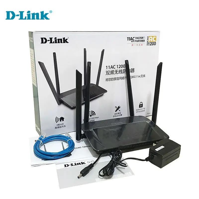 Cheap D-LINK Wireless Router Wifi DIR- 822 English 2.4G/5Ghz 1200Mbs Gigabit Household Wall Support Optical Fiber Home Router