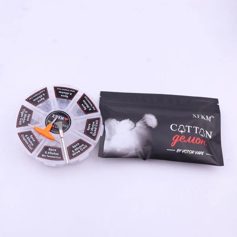 

XFKM 48pcs 8 in 1 Premade Coil Alien Clapton Fused Twisted Hive Heating Wire for E Cig Box Mod RDA RTA Tank Core Vape Coils