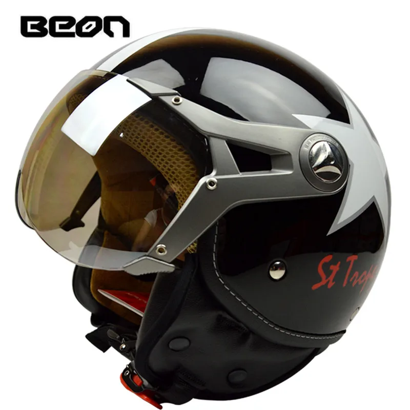 BEON 120, модный шлем, мотоциклетный шлем, половина лица, четыре сезона, casco moto beon, шлемы, capacete, полушлем, электрический велосипед - Цвет: black star