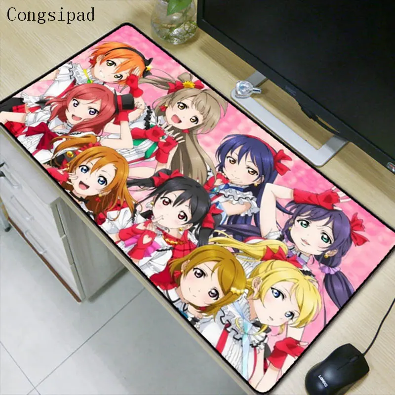 Congsipad Love Live School Gaming Mouse Pad Black Locking Edge Desk Keyboard Mouse Mat Rug Large Game Mousepad Gamer for CSGO