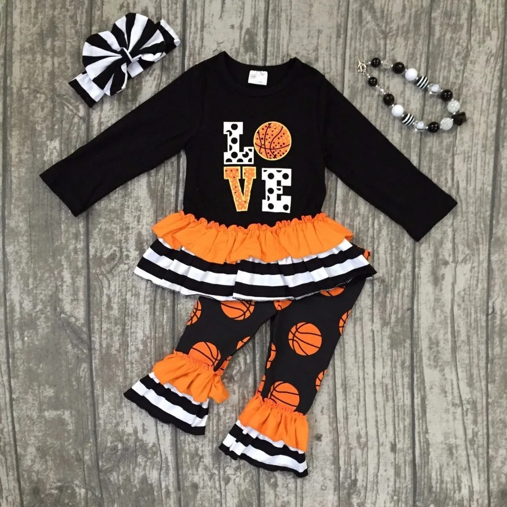 new Spring baby girls children clothes stripe Basketball kids suit