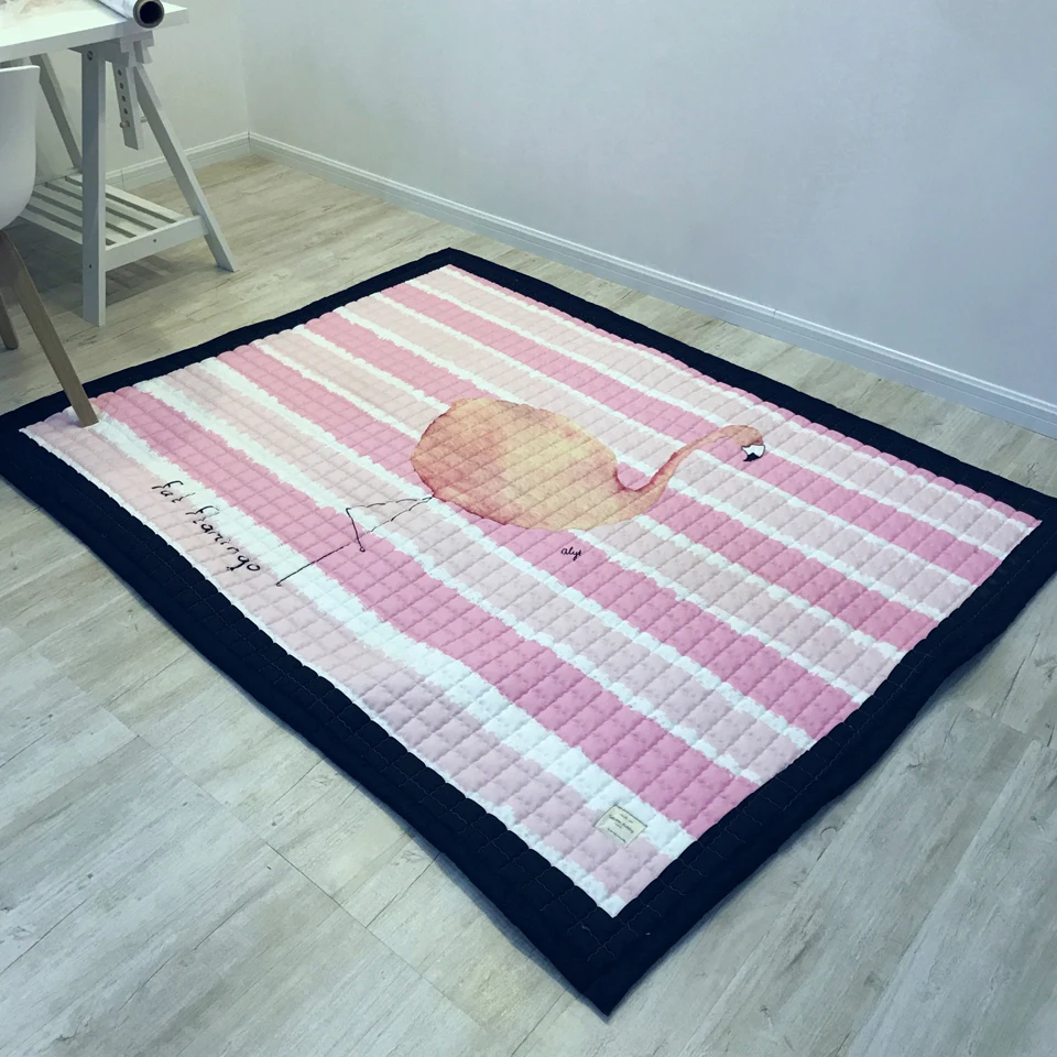 Flamingo Print Anak Merajut Bermain Tikar Multifungsi Selimut Kartun