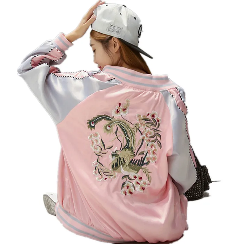

Women jackets spring autumn embroidery NEW Bomber jacket womens loose Clothes for women fashion zipper Women's windbreaker K3867