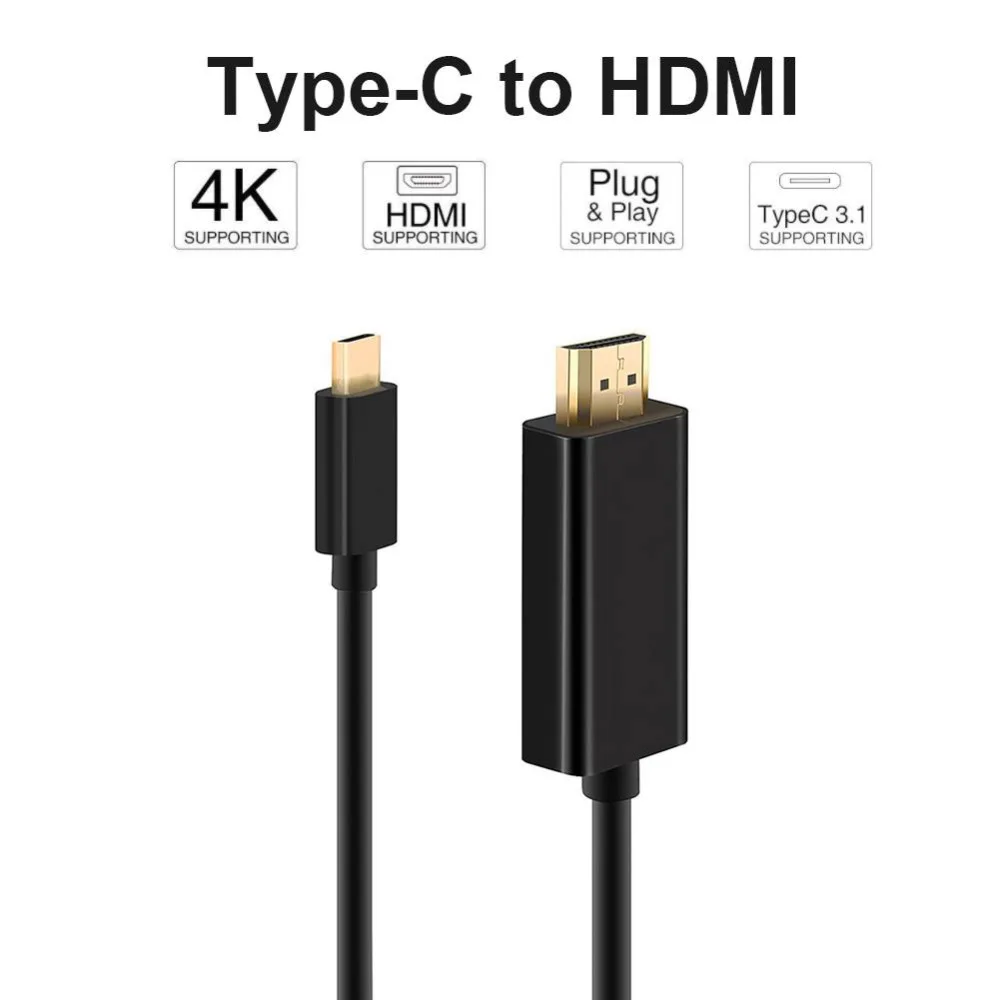 Кабель USB C к HDMI 6 футов, USB 3,1 type C к 4K HDMI 2,0/1,4 кабель адаптер для нового MacBook pro Galaxy Note 8/S8/S8 Plus