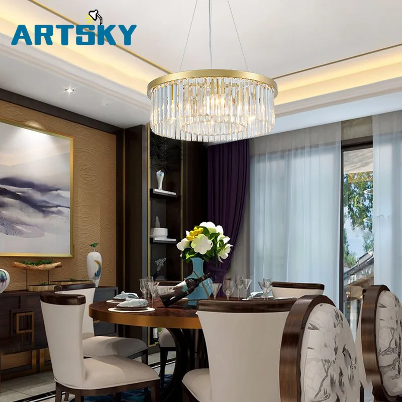 

European Creative Personality Crystal Living Room Round lightHall of The Simple Atmospheric Restaurant Lighting