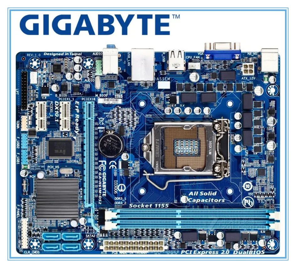Preise GIGABYTE GA H61M DS2 Desktop Motherboard H61 Sockel LGA 1155 i3 i5 i7 DDR3 16G uatx getestet UEFI BIOS Original H61M DS2 bord