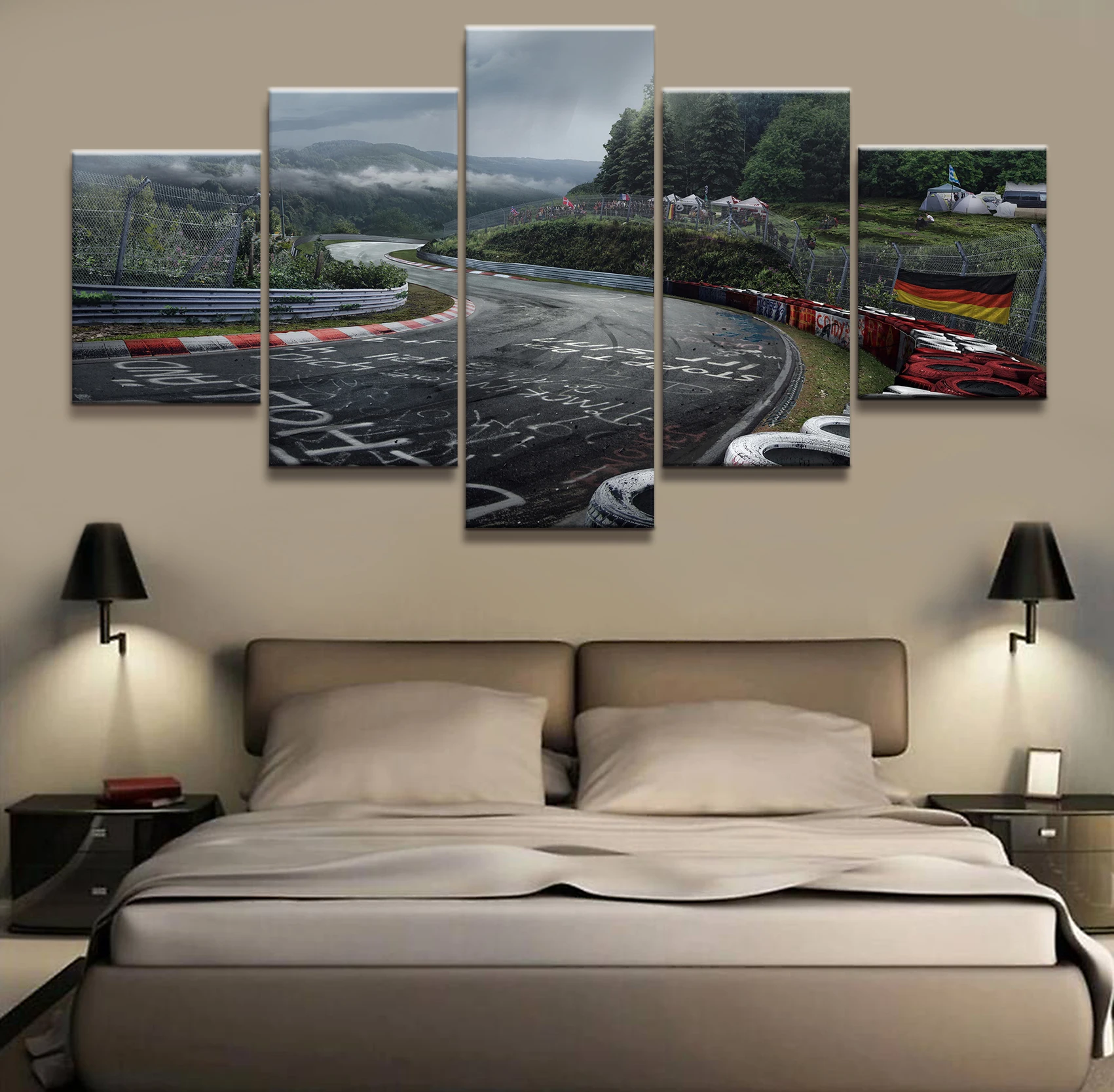 

Home Decor Canvas Picture 5 Piece North Raceway Automobile Raceway Scenery Painting Poster Home Canvas Painting Wholesale