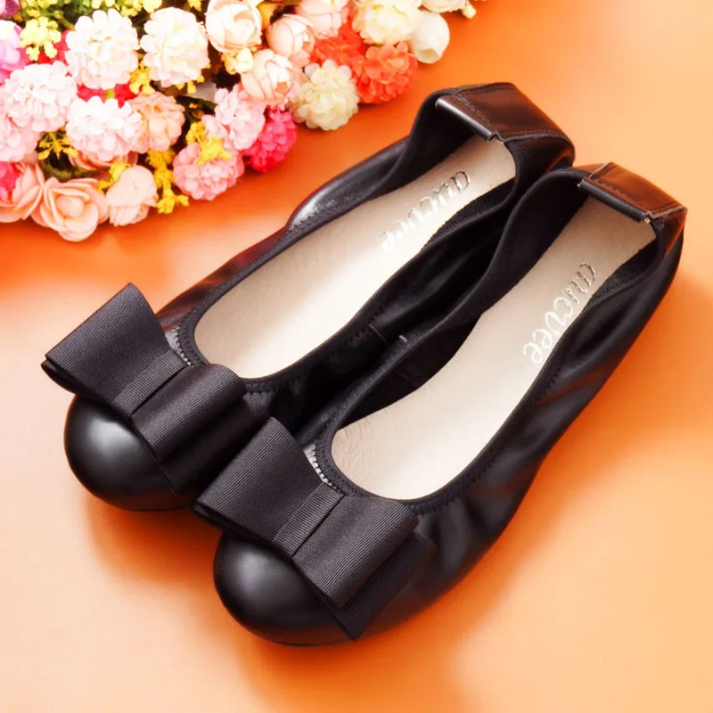 Women Flats 2018 Spring Fashion Vintage Ballerians Bowtie Shallow Mouth Slip-on Ballet Flats Shoes For Women Ladies Casual Shoes (7)