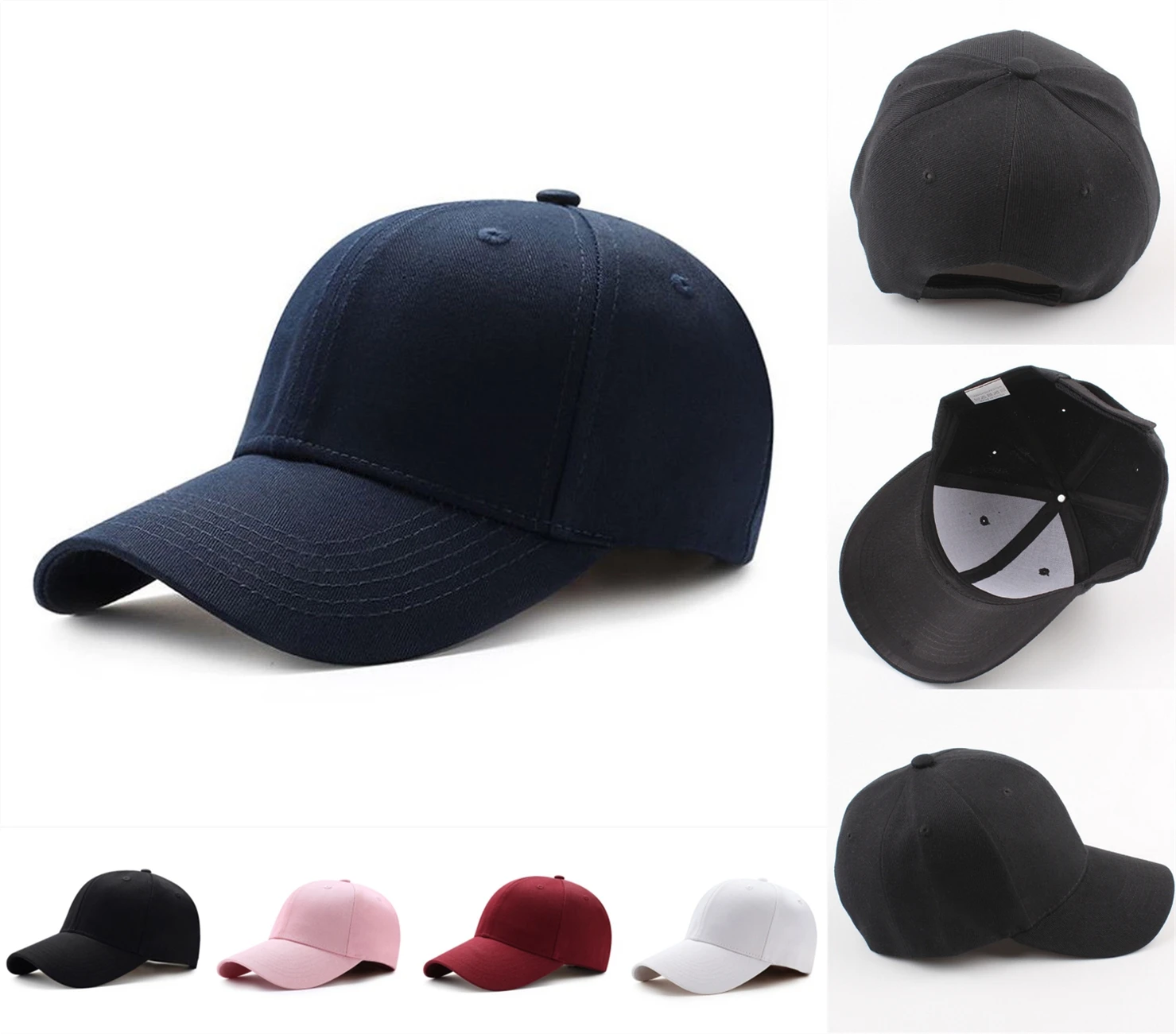 Men Plain Washed Cap Style Cotton Adjustable Baseball Cap Blank Solid Hat
