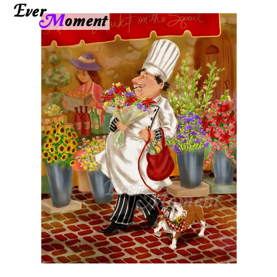 

Ever Moment Diamond Painting Handmade Cook Dog Flower Shop Rhinestone Cross Stitch 5D DIY Mosaic Diamond Embroidery S2F2208
