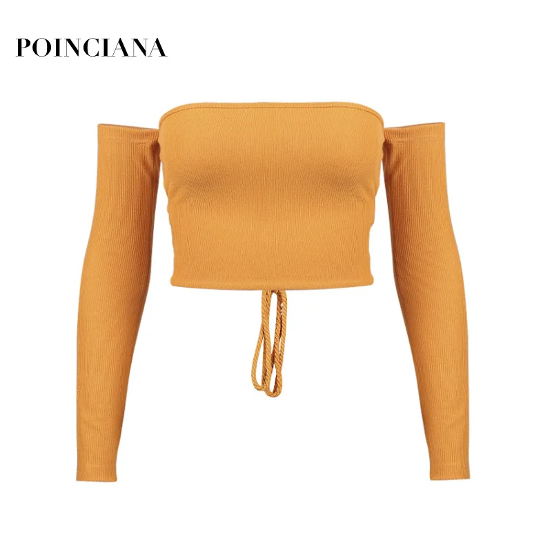 Women's Sweaters Maglioni Donna Womens Fall Fashion Slash Neck Sexy Long Sleeve Backless Lace Up Tops Knitwear Clubwear 2018