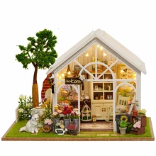 DIY Кукольный дом деревянные кукольные домики миниатюрный кукольный домик мебель набор игрушек для детей подарок кукольные домики Солнечный свет теплица A-063
