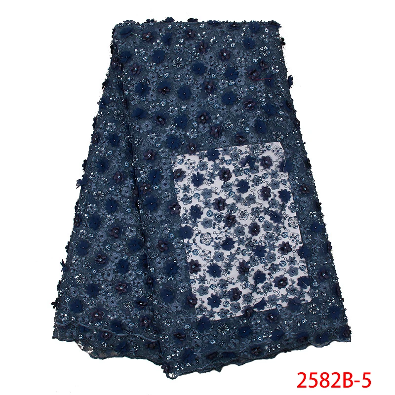 

Latest Nigerian Navy Blue Laces Fabrics High Quality African Fabric Handmade Lace for Wedding Dress French Tulle Lace NA2582B-1