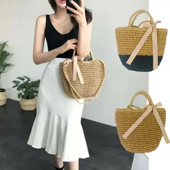 

Women Wicker Handbag Bags Totes Beach Straw Woven Summer Shining fashion Comfortable Rattan Basket Bag