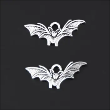 

30Pcs Silver Color Bat Elf Charms Making Halloween Day Gift Pendant Dity Bracelet Collier Statement Jewelry 21X9mm A3297