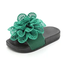 Г. детские тапочки милые шлепанцы для девочек Летняя обувь с большим цветком Милая обувь принцессы пляжная обувь на плоской подошве с открытым носком размер 24-31