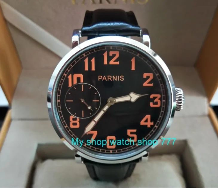 

46mm parnis Black dial Asian 6497 17 jewels Mechanical Hand Wind movement men watch luminous Mechanical watches zdgd195a