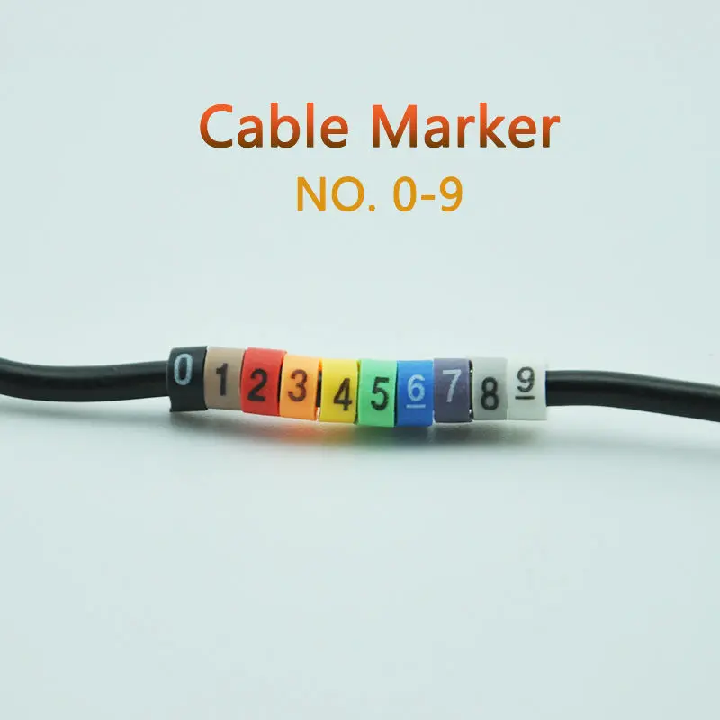 500 шт. EC-0/EC-1/EC-2/EC-3 Маркер кабельной проводки от 0 до 9 для кабеля Размеры 1,5 sqmm Цветной защиты кабеля