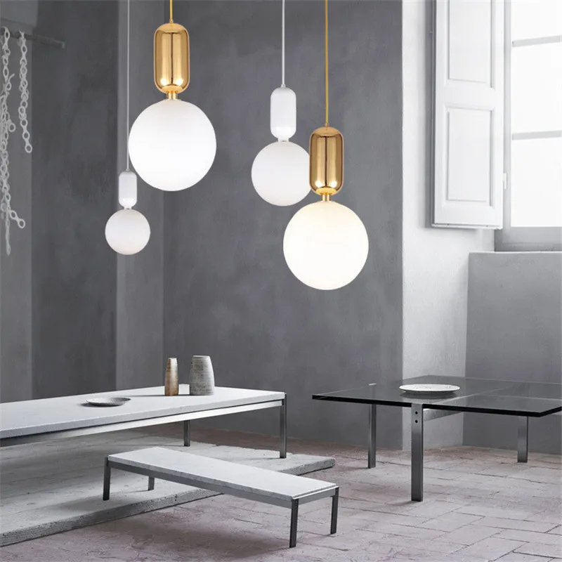 

Creative Nodic Home Pendant Lighting Bar Cafe Restaurant Living Room Bedroom Modern Simple Ball Glass Hanging Lamp Drop Shipping