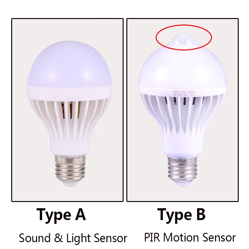 E27 светодиодный датчик движения лампы PIR умный дом Bombillas светодиодный ампулы Авто инфракрасные лампы для крыльца прихожей освещение