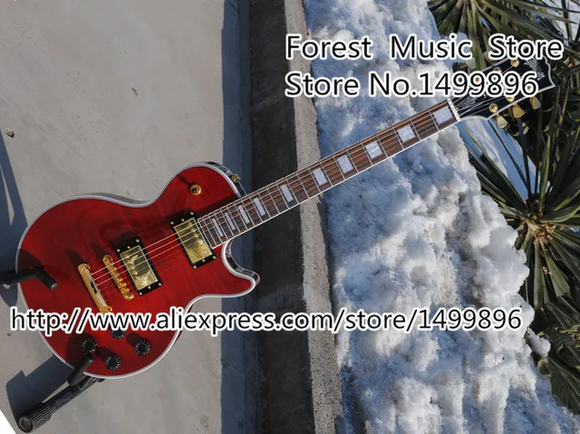 Cheap High Quality Red Tiger Flame Finish Guitar Body China OEM LP Custom Electric Guitars Left Handed Available