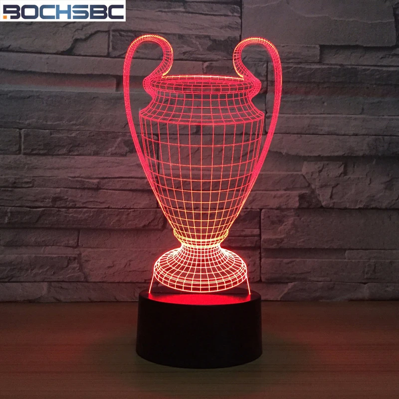 

BOCHSBC 3D Football Cup Acrylic Night Light LED Lamps 7 Colorful Touch Changing Color Table Lamp Bedside Decoration Kids Gifts