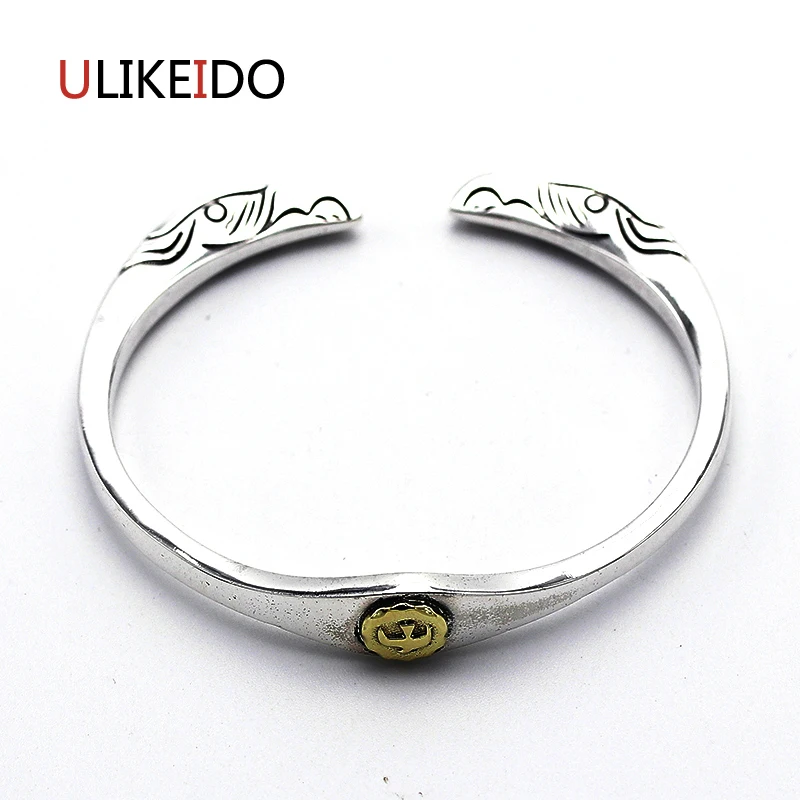 

Pure 925 Sterling Silver Bangle Eagle Fashion Vintage Hand Chain For Men And Women Sprcial Adjust Jewelry Charm Letter 458