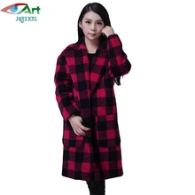 JQNZHNL 2017 New Winter Wool Coats Women Long Sleeved Loose Woolen Jackets Outerwear Medium Long Casual Plaid Wool Jackets E232