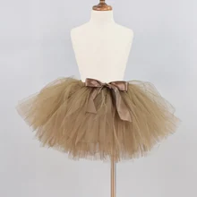 Коричневая Пышная юбка-пачка для маленьких девочек, детская Праздничная балетная юбка для танцев, юбка-американка для девочек, фатиновая юбка-пачка ручной работы, Newborn-12Y