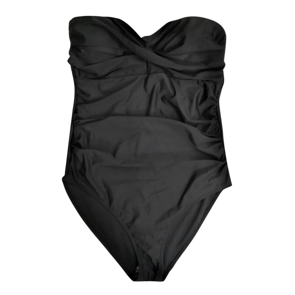 SAGACE, Одноцветный бандо, слитный купальник, женский купальник, женский купальный костюм с бантом, пляжная одежда, купальный костюм с открытыми плечами, 5xl - Цвет: Черный