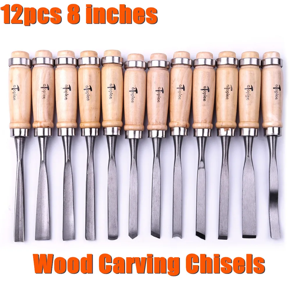 12Pcs 8 inch Wood Carving Chisels Tool Set Carpenter Engraving Hand