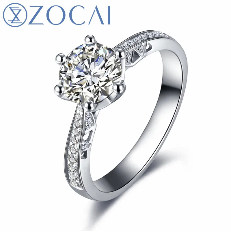 ZOCAI Love Is Destiny 0,42 CT сертифицированное D-E/SI бриллиантовое обручальное женское кольцо из белого золота 18 К(Au750) W00105