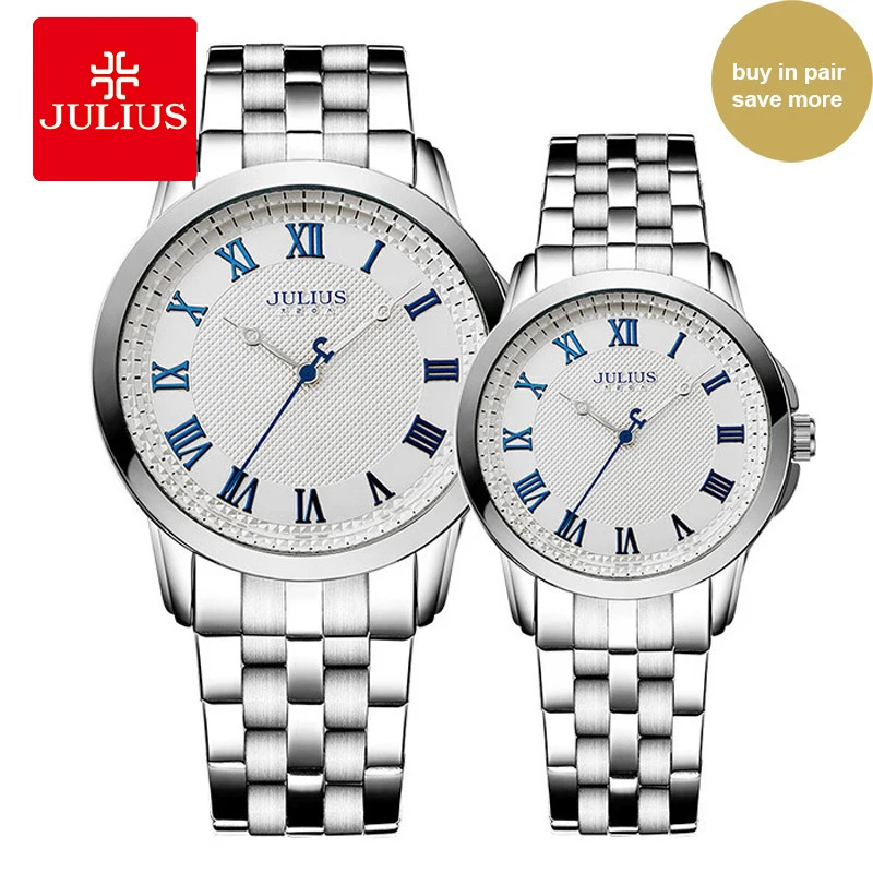 JULIUS Luxury Lovers Couple Classic Watches Waterproof Women Men Gold Stainless Steel Quartz Montre Homme Men Wristwatch JA-872 JULIUS Luxury Lovers Couple Classic Watches Waterproof Women Men Gold Stainless Steel Quartz Montre Homme Men Wristwatch JA-872