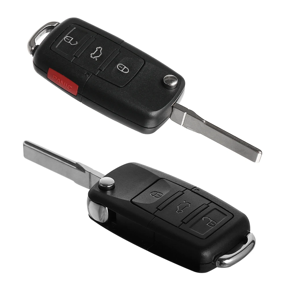 

4 Button Car Key Case Black Flip Remote Control Foldable Auto Key Case Shell For Volkswagen