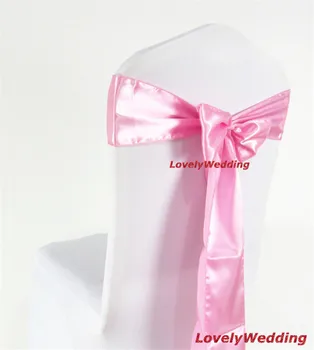 

FREE SHIPPING 100pcs/lot Pink Satin Chair Cover Sash Satin Chair Sash for wedding party decoration