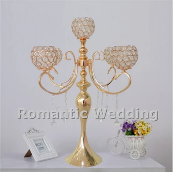 

Free shipment 10PCS/lots 5 arms crystal metal candle holder for Wedding decorations event products party decorations